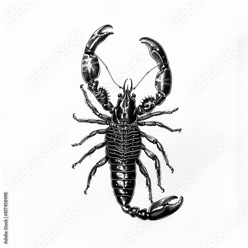 illustration of a scorpion in solid black color on a white background © marco