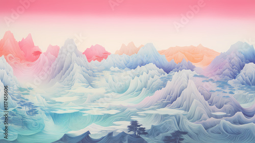 colorful frozen liquidus mountains surrounded illustration abstract background decorative painting