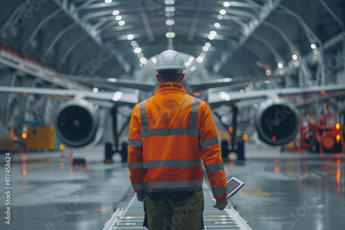Engineer checks aircraft engine readiness system.