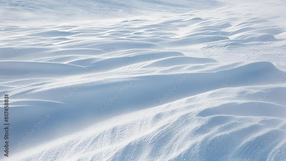 The wind blowing through a field of snow rollers creating ripples and patterns in the snow. The wind blowing through a field of snow rollers creating ripples and patterns in the snow.
