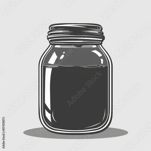 jar illustration, flat black color, icon, simple and minimal, isolated on a flat background 