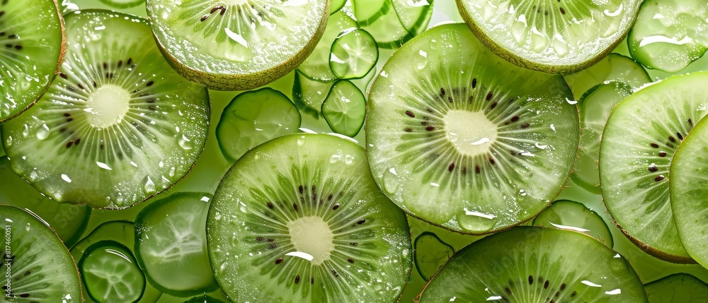Fresh kiwi and cucumber slices. Fresh kiwi and cucumber slices.