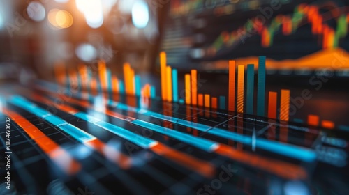 Abstract image of stock market graph with blurred background.