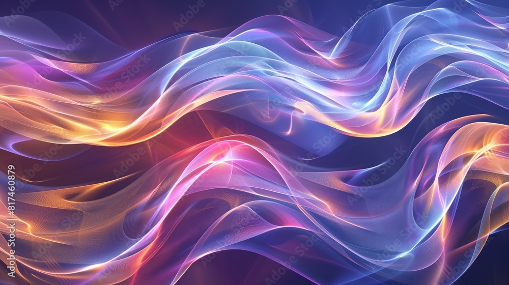 Interlocking waves of light and color creating a fluid 3D effect on a dynamic abstract backdrop. Interlocking waves of light and color creating a fluid 3D effect on a dynamic abstract backdrop.