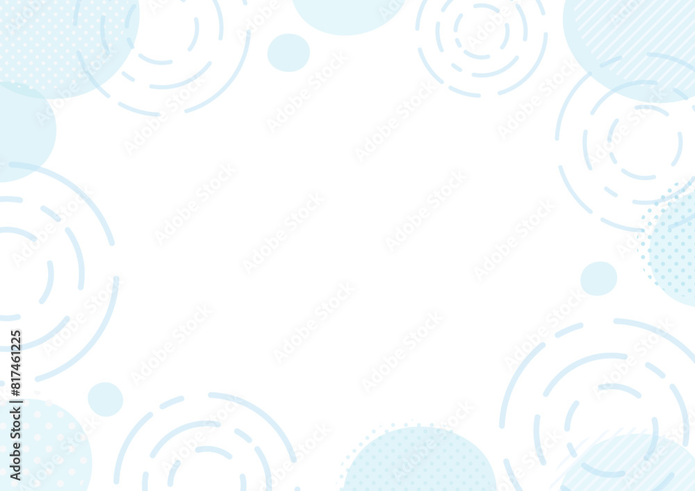 梅雨のフレーム、雨と水たまりとコピースペースのあるベクターイラスト背景フレーム素材04