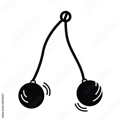 Latto Latto or clackers ball toy icon illustration isolated on square white background. Simple flat art styled drawing for social media decorations or poster prints. photo