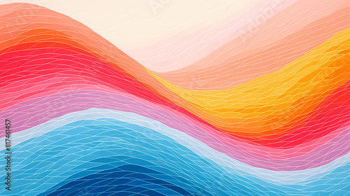 minimalism and surreal line art curve linked smoothly illustration painting decorative painting