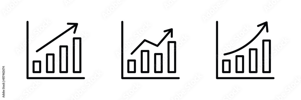growing graph icon set vector growing graph icon set vector