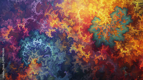 A canvas filled with vibrant colors and rich textures  with a fractal pattern that represents the infinite possibilities of imagination and creativity on a rich texture background.