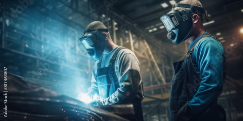 industrial workers with welding tools © alisaaa