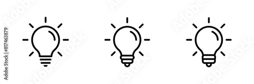 Lightbulb icon set. Bulb lamp icons set vector. Idea symbol, Electric lamp, light, innovation, solution