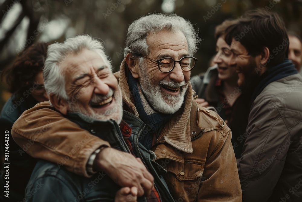Group of senior friends having fun together in the park. Elderly people bonding outdoors. Group of senior friends having fun together in the park. Elderly people bonding outdoors.