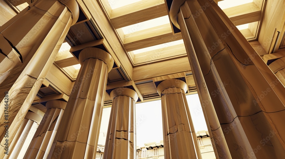 Fototapeta premium An abstract interpretation of the Parthenon's iconic columns, super realistic