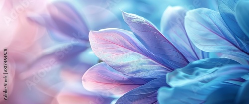 Serene Floral Beauty  Extreme Close-Up of Delicate Flower Petals in Soft Lavender and Muted Aqua Blues