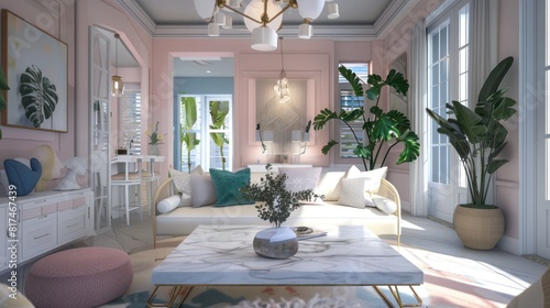 Blissful Soft Pink Blush Blue Retreat