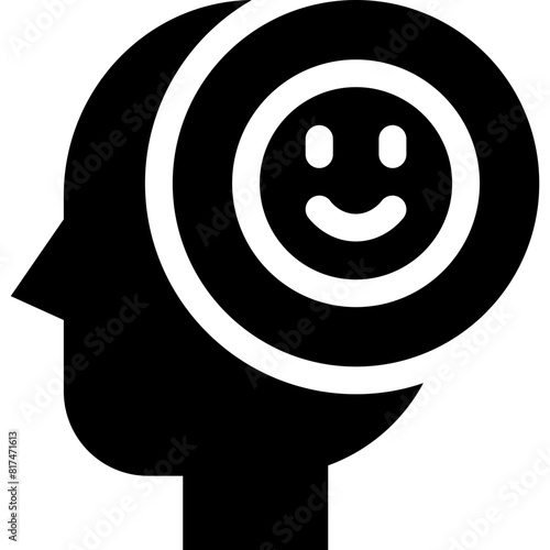 human mind with happy icon