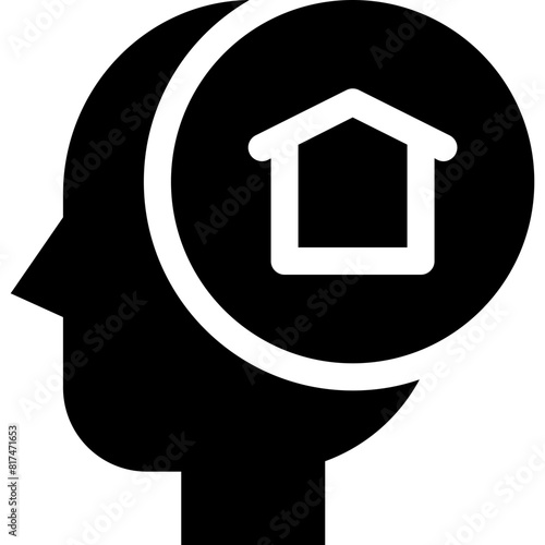 human mind with house icon