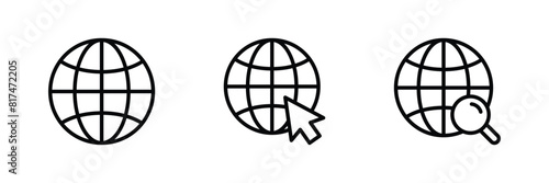 globe icon set vector. homepage icon set	