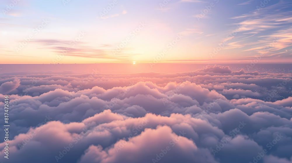 View of the sky from above with the sun rising over the horizon View of the sky from above with the sun rising over the horizon