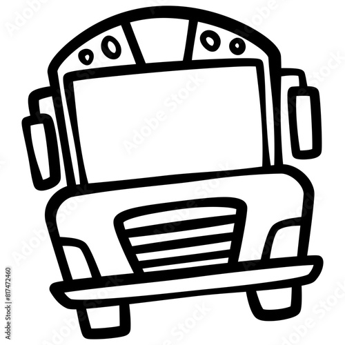 School Bus front view doodle handdrawn
