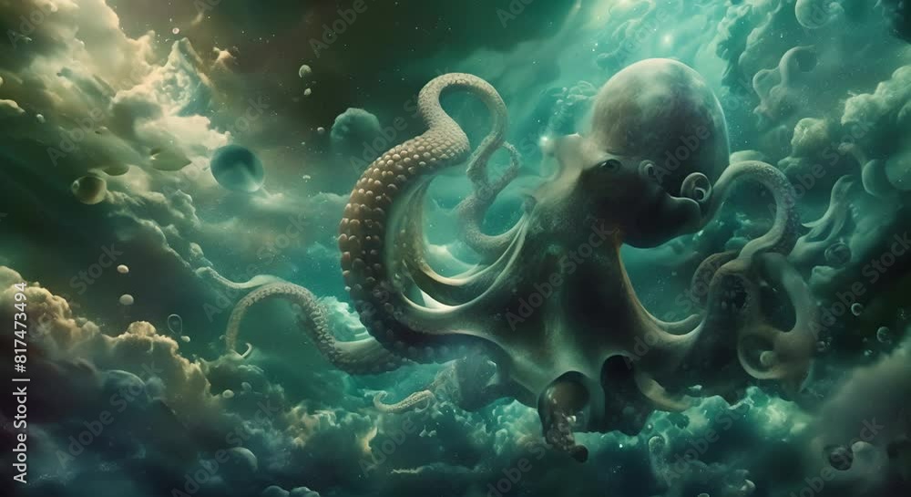 a huge octopus floating in space a huge octopus floating in space