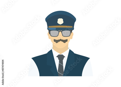 Train conductor figure. Simple flat illustration.