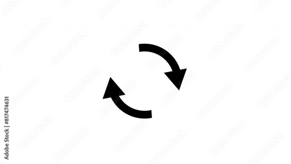 Two rotating black arrows animation motion graphics white background Two rotating black arrows animation motion graphics white background
