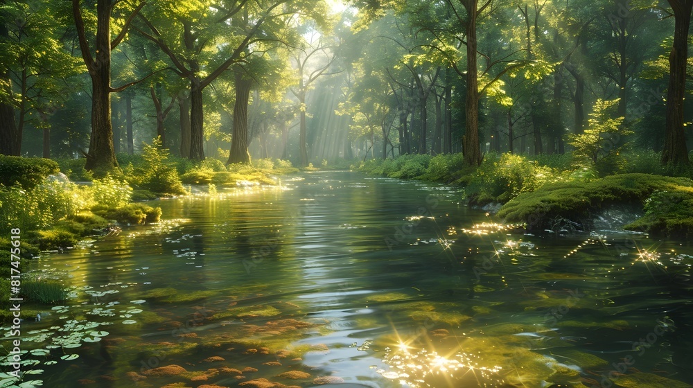 Tranquil Journey A Winding Rivers Peaceful Passage Through a Lush Evergreen Forest Tranquil Journey A Winding Rivers Peaceful Passage Through a Lush Evergreen Forest