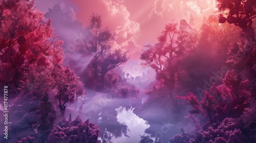 Ethereal Blush Purple and Red Dreamland  an ethereal and enchanting portrait-oriented backdrop in blush purple and red  transporting viewers to a realm of magic and wonder