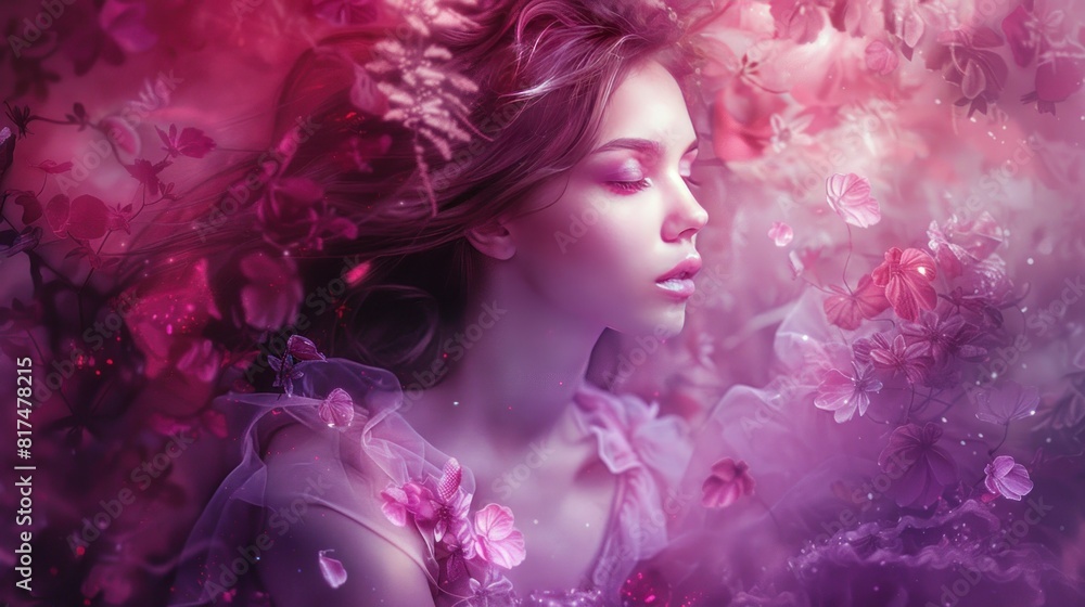 Ethereal Blush Purple and Red Dreamland: an ethereal and enchanting portrait-oriented backdrop in blush purple and red, transporting viewers to a realm of magic and wonder