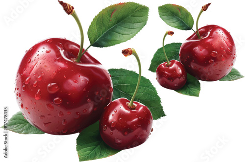 cherries and leaves