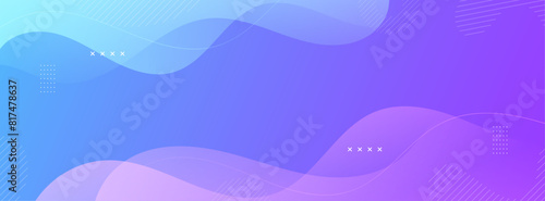 Banner background, blue and purple gradations, colorful, wavy effect stye, memphis