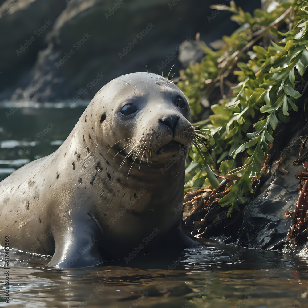 Obraz premium a seal that is laying in the water