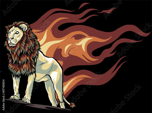 vector illustration of Lion Flame on black background photo