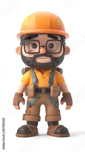 cute Geologist character white background 3D styled character funny cute front view simple 3d full color © Barra Fire