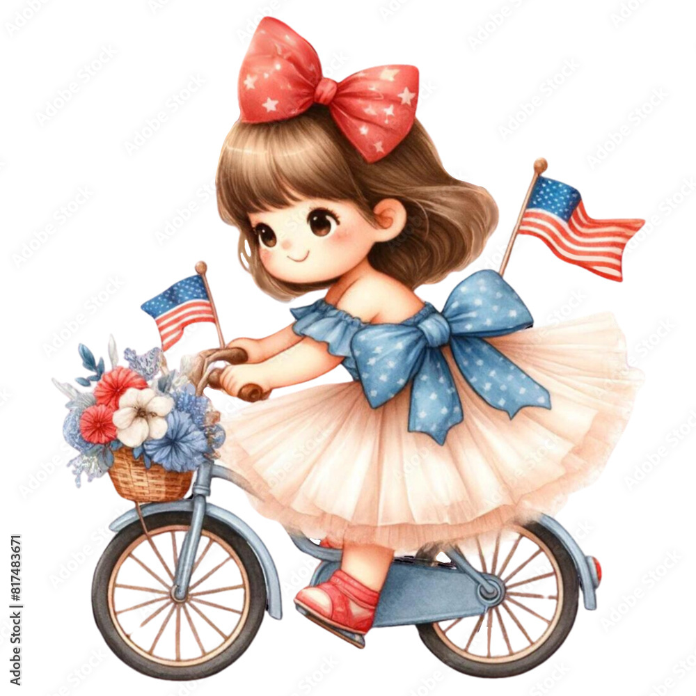 Fototapeta premium Adorable Patriotic Girl
