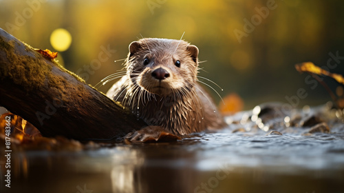 otter on a water photo
