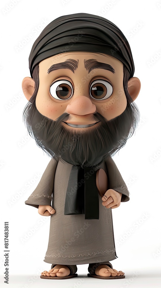cute Imam character white background 3D styled character funny cute front view simple 3d full color