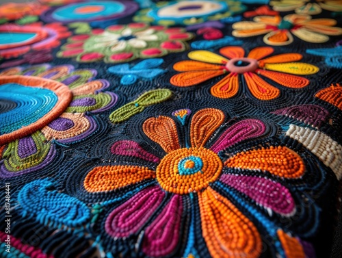 Immersing in the Rich Culture of Indigenous Art - Tradition and Creativity - Vibrant and Expressive - Close-up shots of intricate indigenous artwork, from colorful textiles to handcrafted pottery