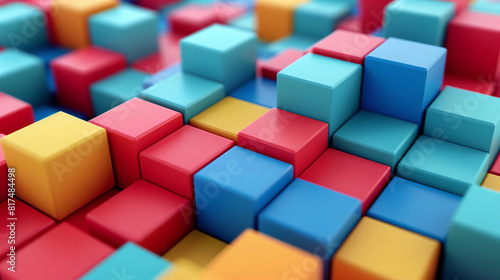 Colorful 3D Blocks  Abstract Pattern