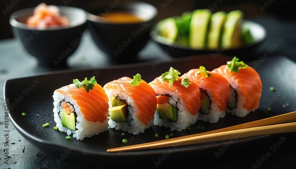 Mouthwatering Sushi Rolls with Salmon and Avocado Mouthwatering Sushi Rolls with Salmon and Avocado