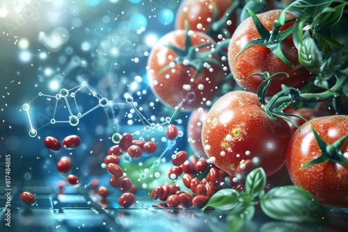 Hydroponic tomatoes are grown in a nutrient-rich water solution instead of soil, producing higher yields and tastier tomatoes. photo