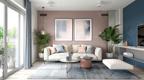 Modern Soft Pink Blush Blue Haven