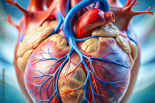 Close-up view of a healthy human heart, emphasizing the ventricles and atria photo