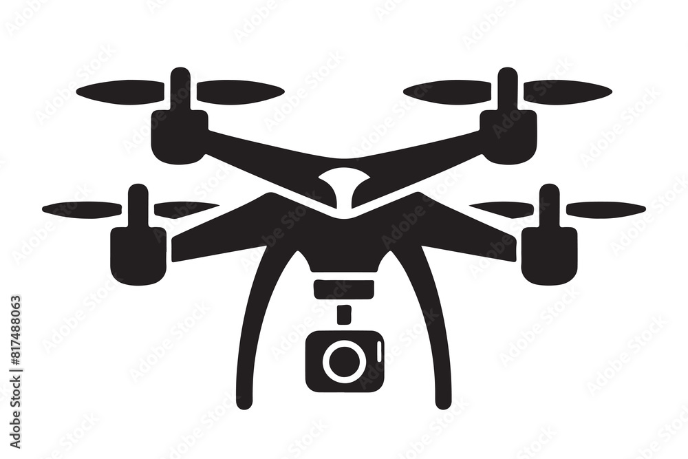 Drone silhouette vector, drone camera icon silhouette vector illustration
