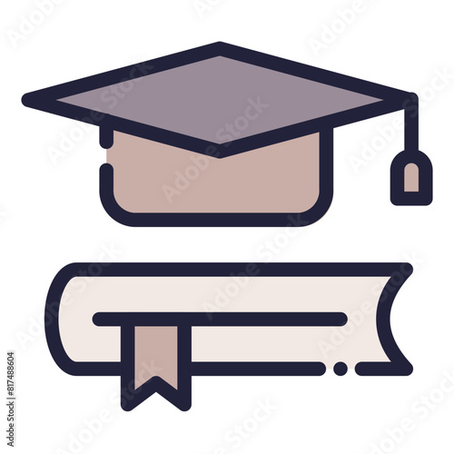 Mortarboard Icon in Filled Line Style