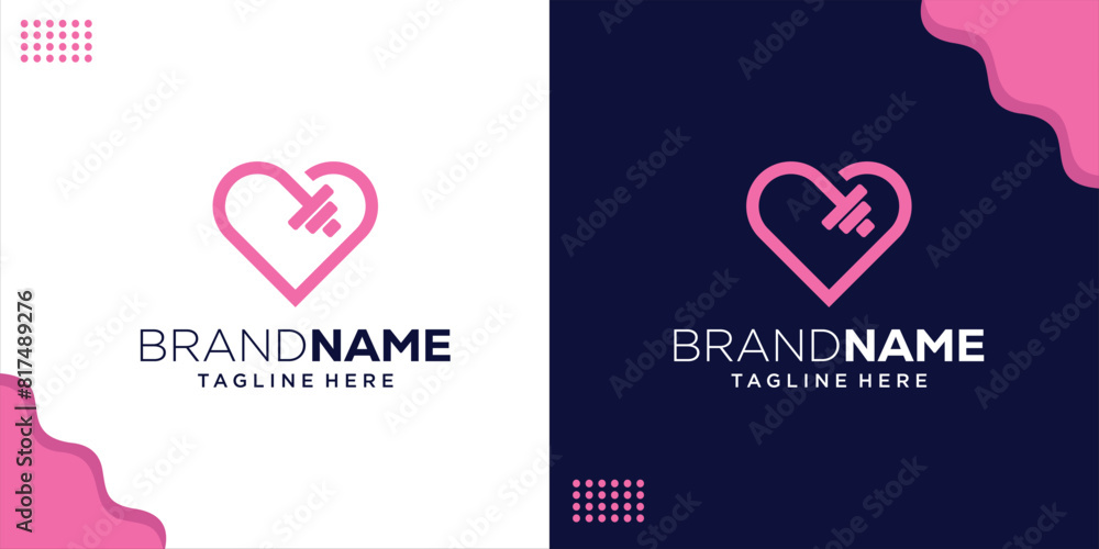 Creative Heart Dumbbell Logo Design, Love Sport Fitness Icon, Design Inspiration, Illustration, Vector Creative Heart Dumbbell Logo Design, Love Sport Fitness Icon, Design Inspiration, Illustration, Vector