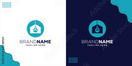 Creative Bulb House Logo, Smart Home Idea with Circles, Design Inspiration, Illustration, Vector