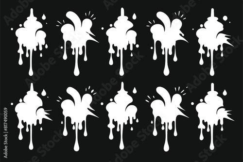 Set of a black and white graffiti spray patterns design