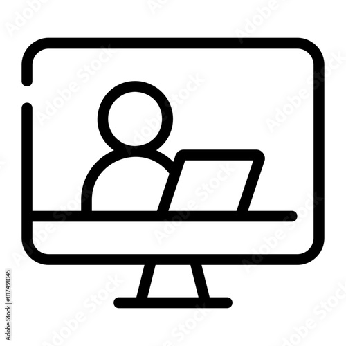 remote working line icon
